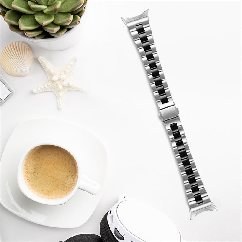 For Google Pixel Watch 2 Pixel Watch Stylish 3 Beads Stainless Steel Smart Watch Band Business Casual Replacement Wrist Strap For Google Pixel Watch 2 Pixel Watch Stylish 3 Beads Stainless Steel Smart Watch Band Business Casual Replacement Wrist Strap